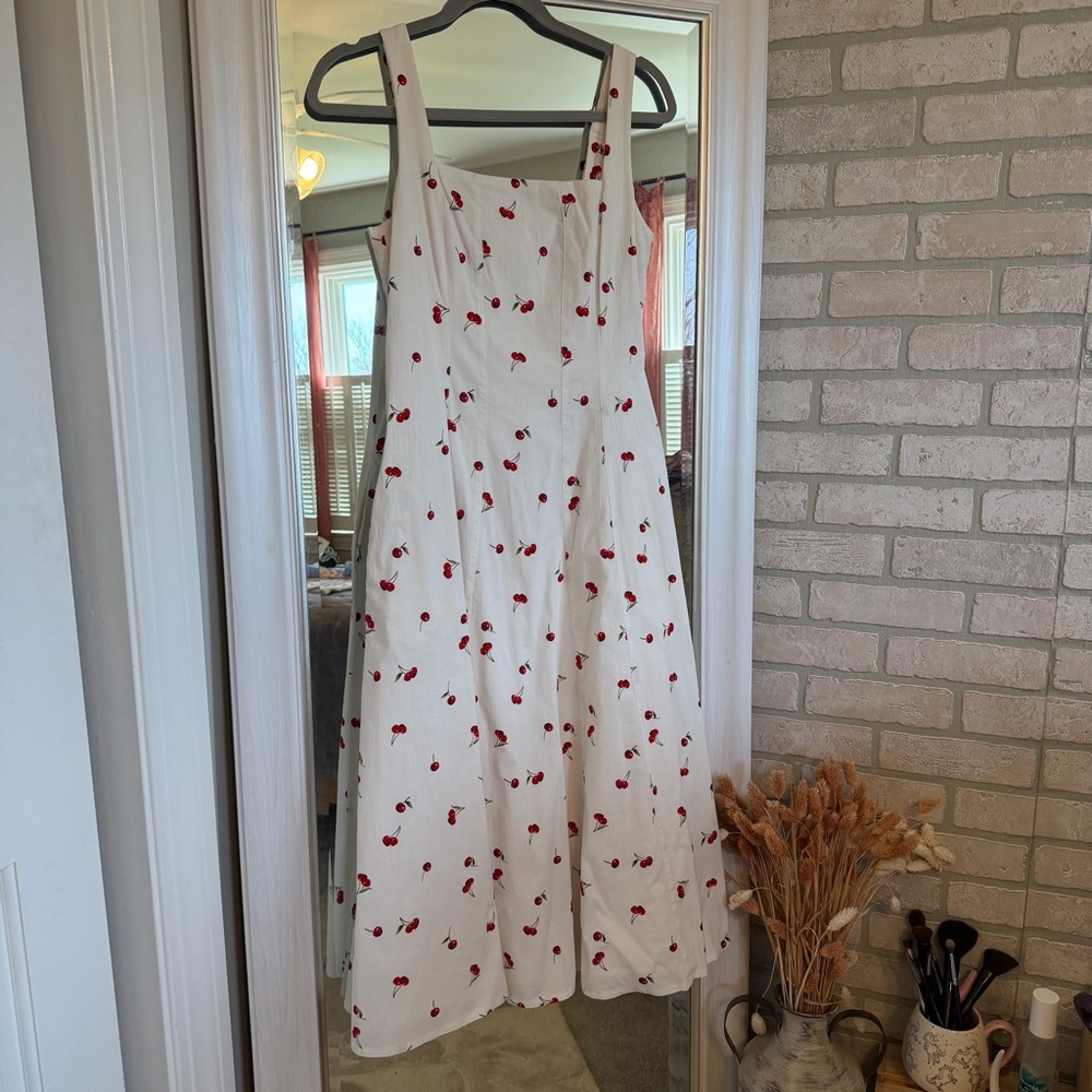 Abercrombie & Fitch Cherry Print Mila Midi Dress - Picture 3 of 4